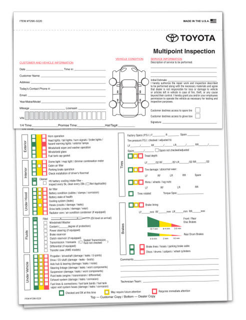 7296 • Toyota Multipoint Inspection, 3 Part